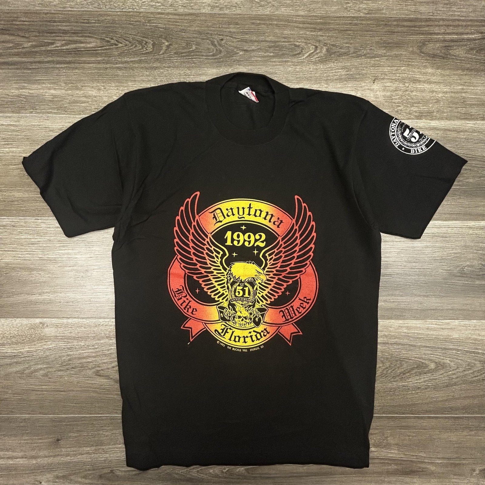 Vintage Daytona Bike Week Shirt Mens Large Black Eagle Single Stitch 90s USA