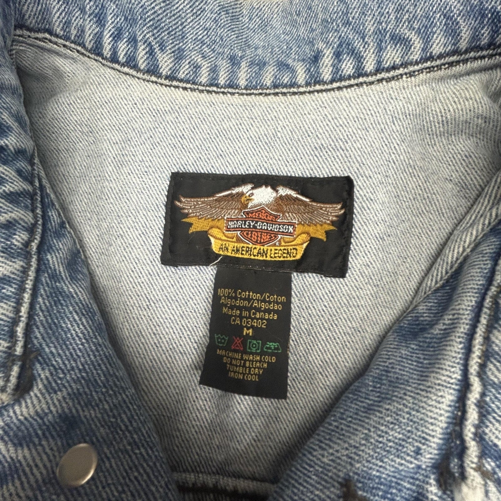 Vintage Harley-Davidson Vest Mens Medium Blue Denim Biker Patches Sturgis Y2K