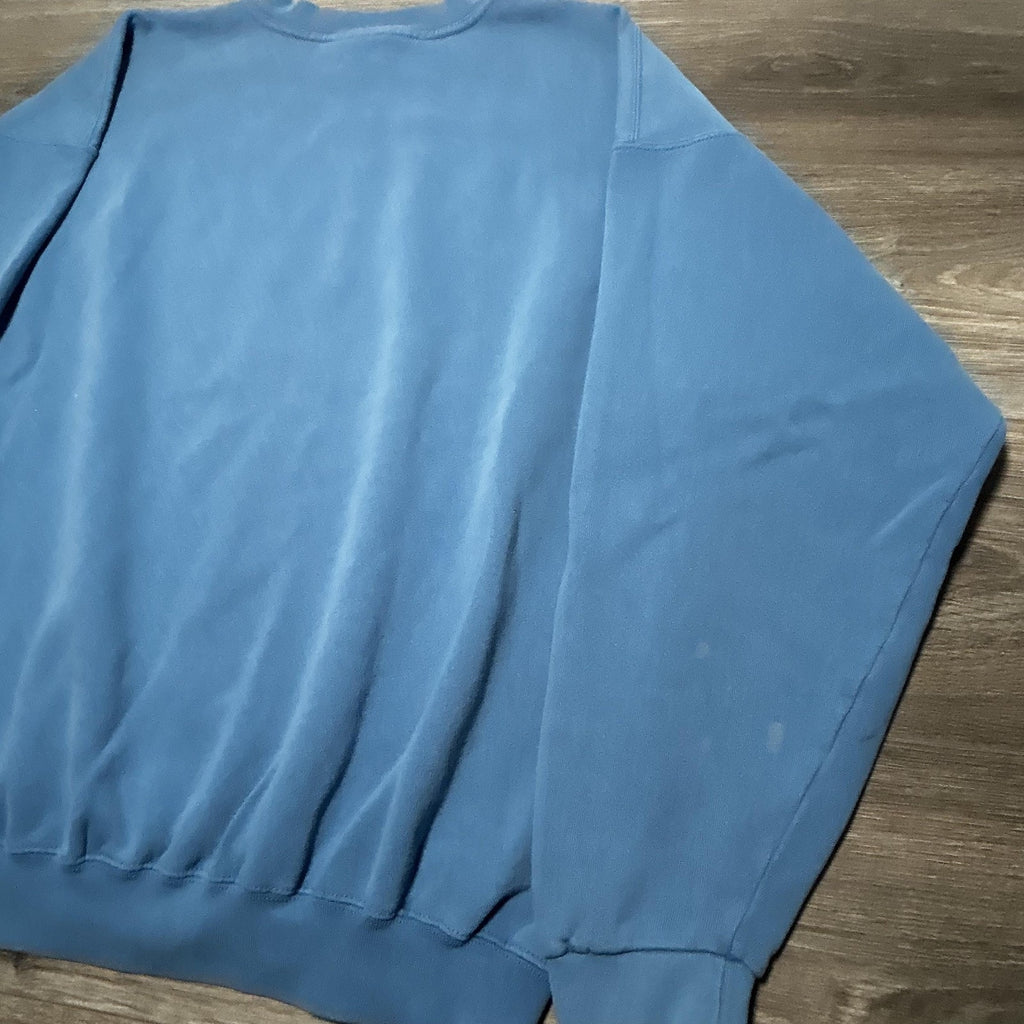 Vintage Nike Sweatshirt Mens 2XL Light Blue Spellout Center Swoosh 90s Made USA