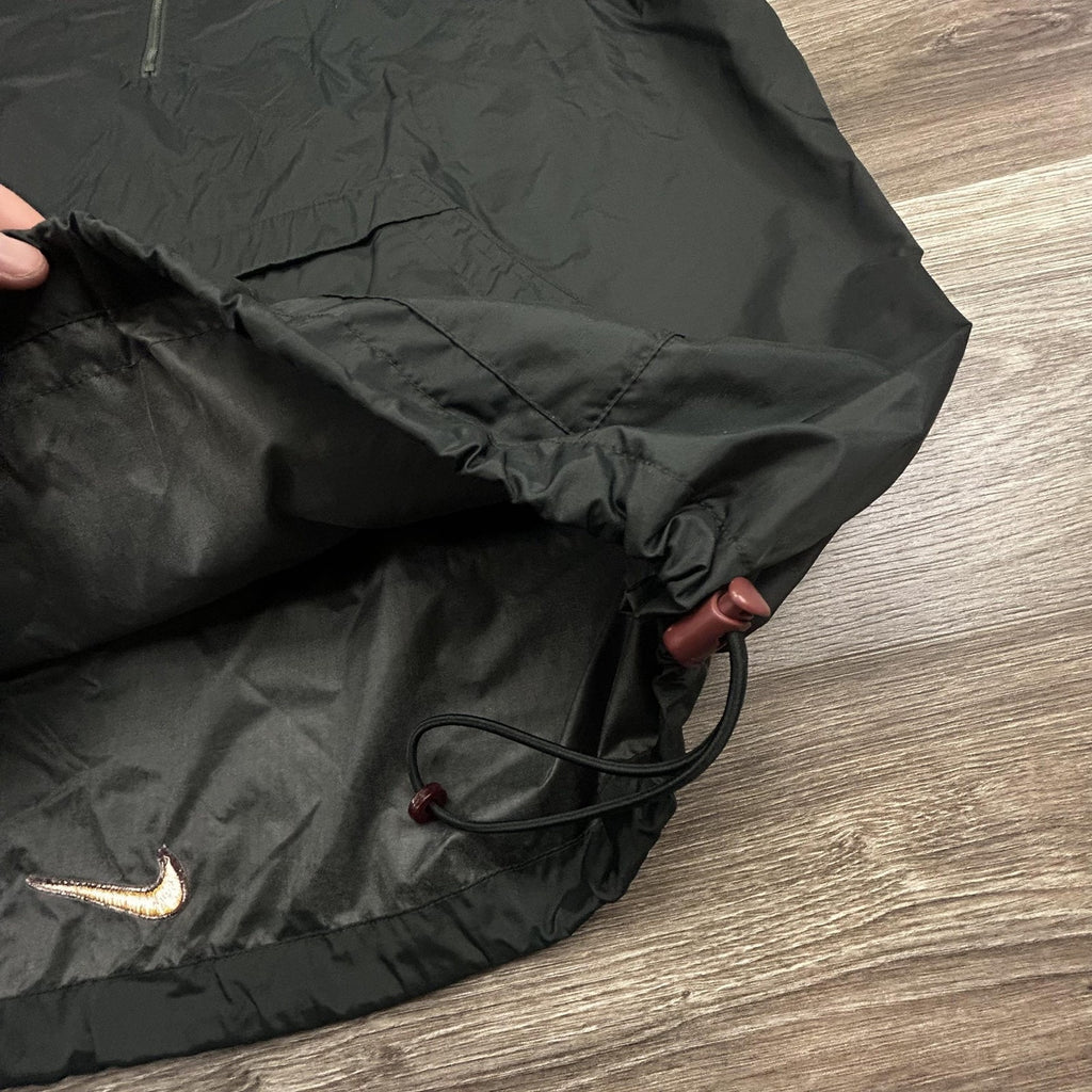 Vintage Nike Windbreaker Jacket Mens XL Black 1/4 Zip Pullover Center Swoosh 90s