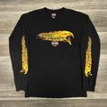Vintage Harley Davidson Shirt Mens Large Black Long Sleeve Hit Eagle Flames USA