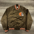 Vintage Cleveland Browns Satin Bomber Jacket Mens Small Brown Chalk Line 90s