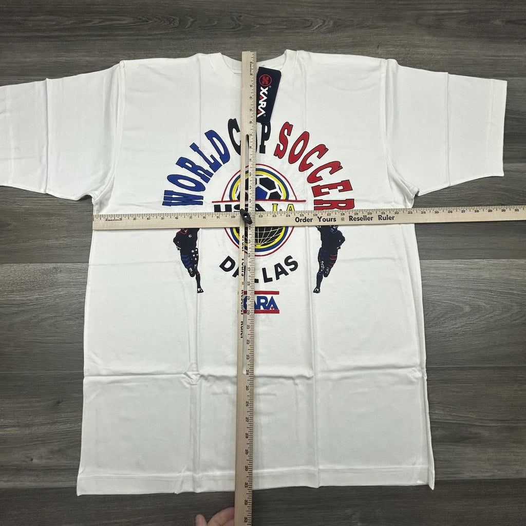 Vintage World Cup Shirt Mens Large White Dallas LA XARA Soccer Deadstock USA 90s