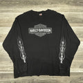 Harley Davidson Shirt Mens 3XL Black Long Sleeve Hit Flames Skater Biker Y2K