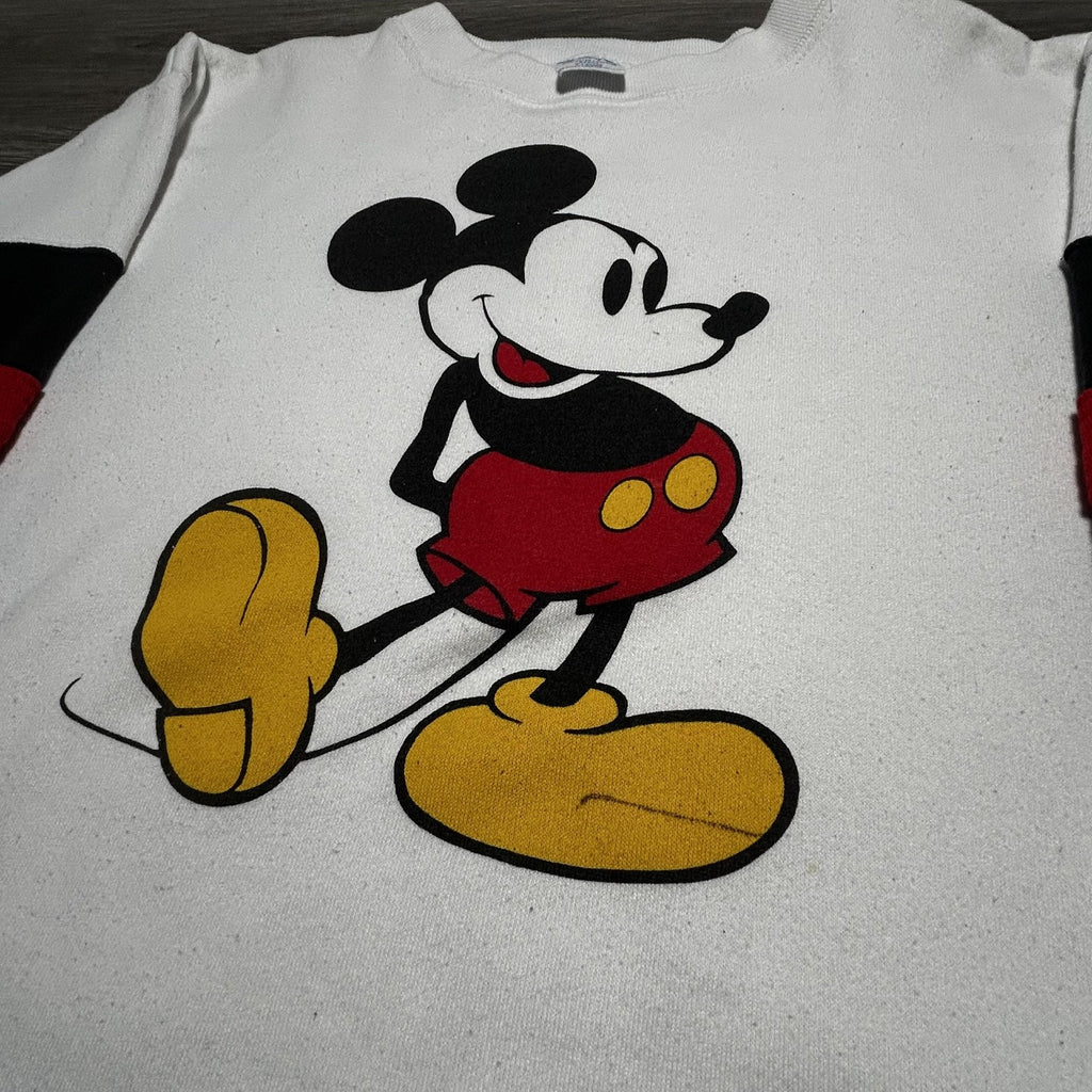 Vintage Disney Mickey Mouse Sweatshirt Mens XL White Graphic Rugby 90s Made USA