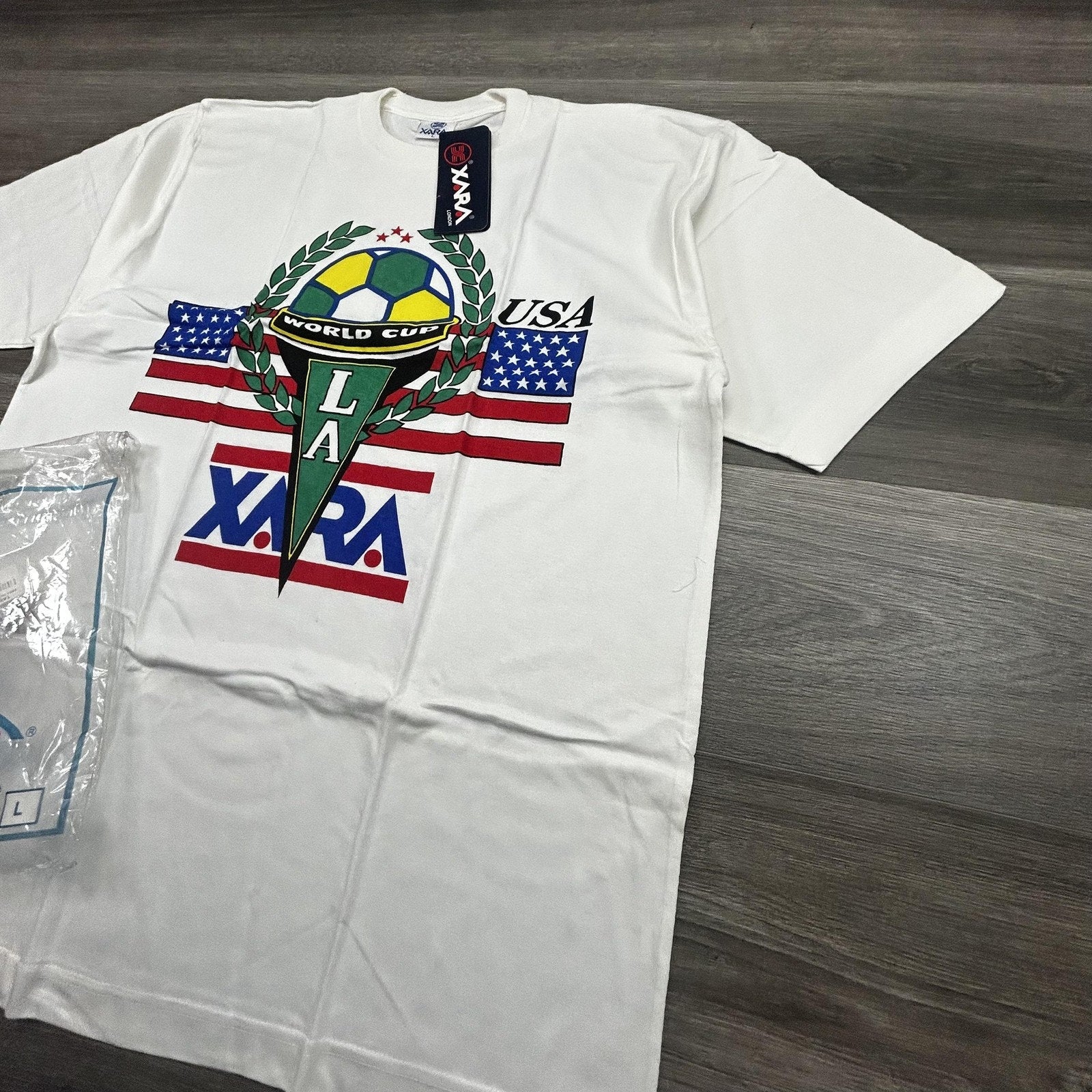 Vintage World Cup Shirt Mens Large White Team USA Los Angeles Xara Soccer 90s