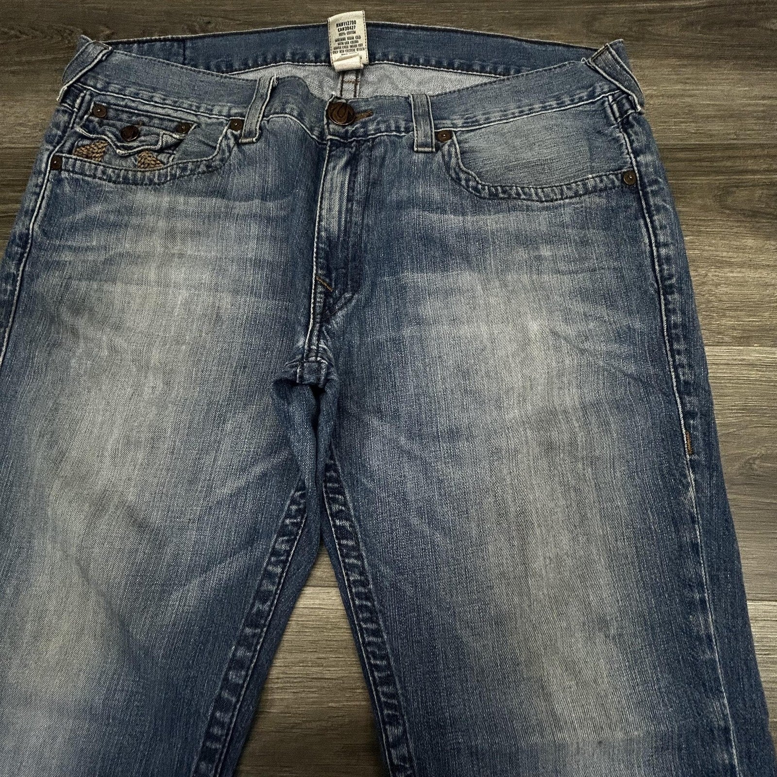 Vintage True Religion Straight Jeans Mens 40x34 Blue Regular Fit Made in USA