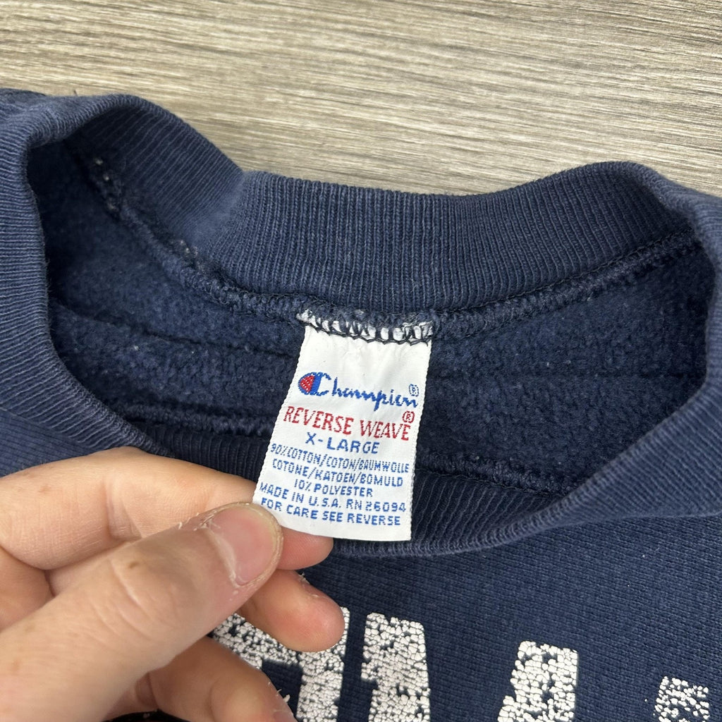 Vintage 90s Champion Reverse Weave Sweatshirt Mens XL Navy Hahnemann Med USA