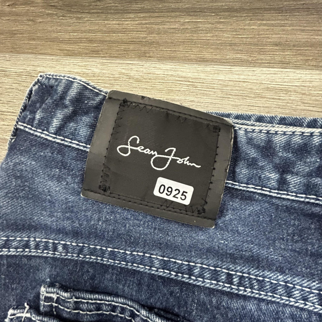 Vintage Sean John Jeans Mens 38x32 Dark Wash Baggy Wide Leg Hip Hop Diddy Y2K