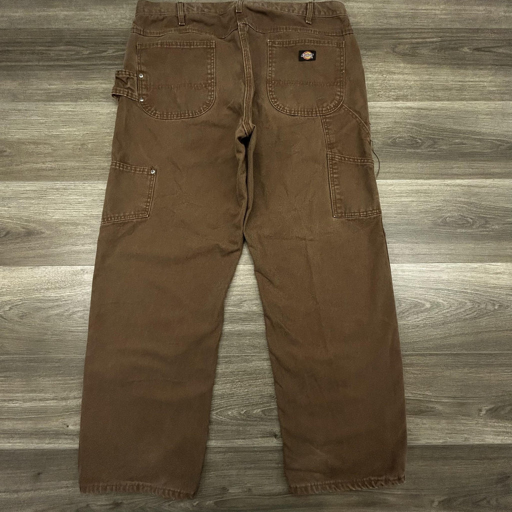 Dickies Carpenter Pants Mens 38x30 Brown Canvas Workwear Baggy Faded Skater Y2K