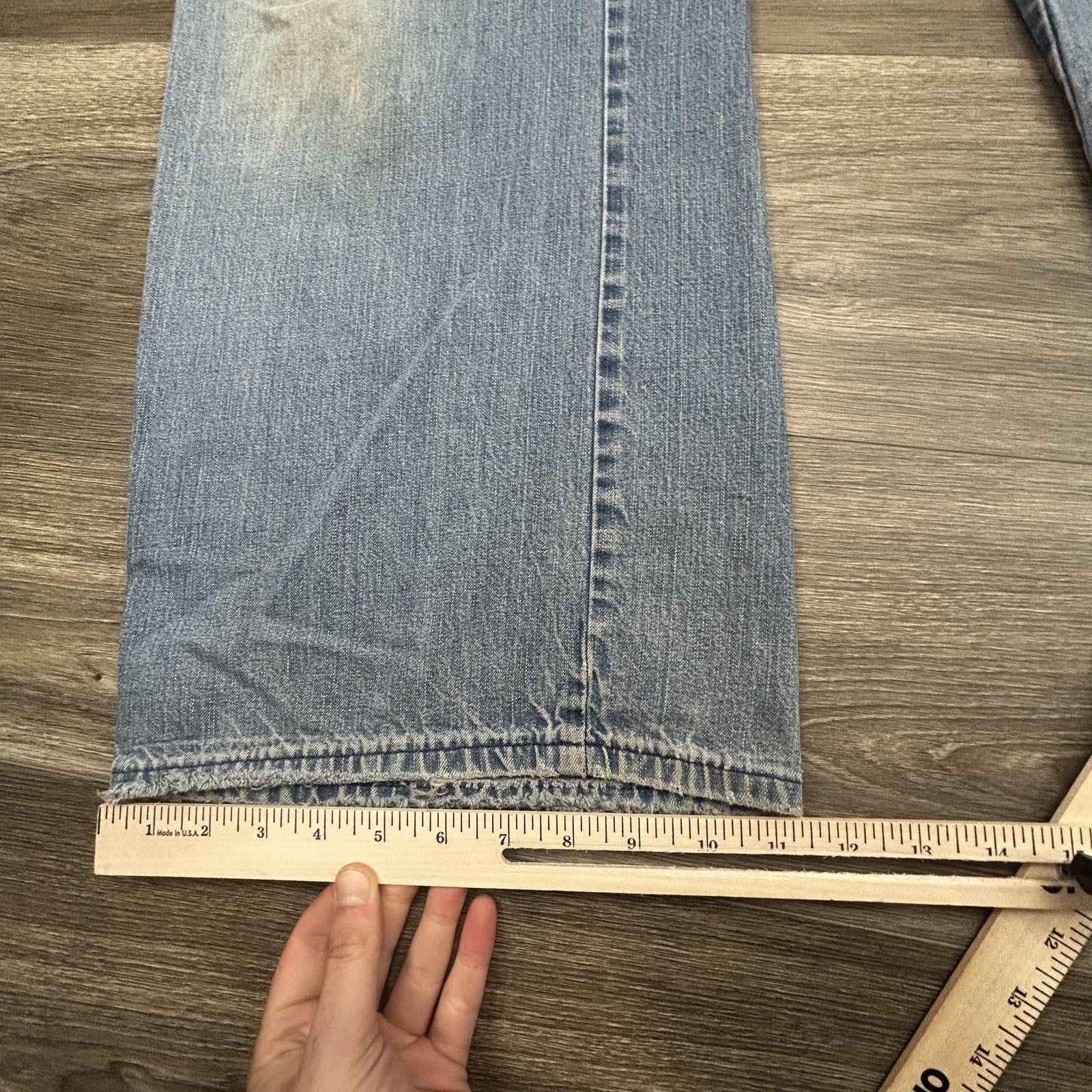 Vintage 70s Levis Jeans 32x32 Blue Wide Leg Flare Bell Bottom Talon Orange Tab
