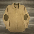 Vintage LL Bean Chamois Flannel Shirt Mens Medium Brown Suede Patches Hunting