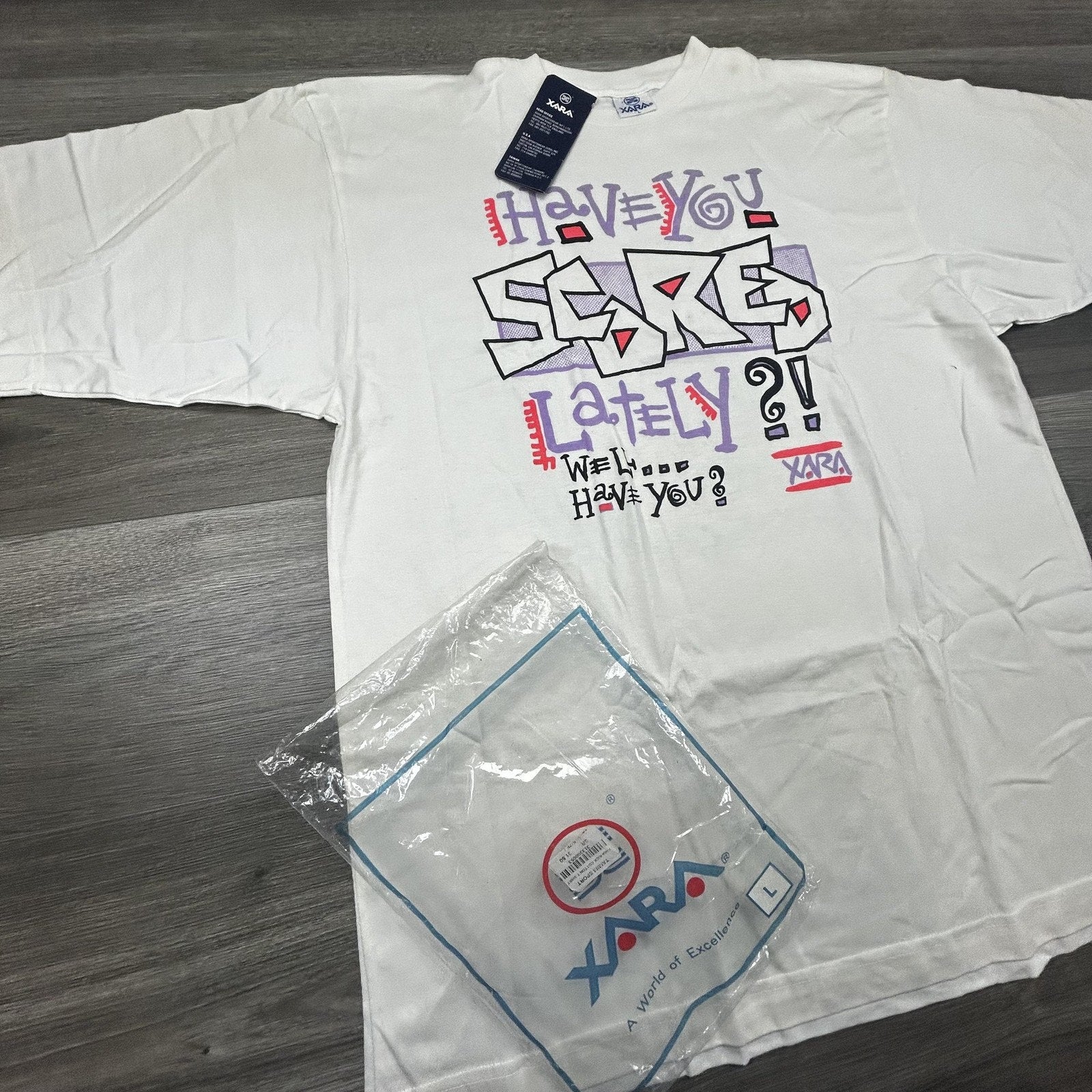 Vintage World Cup Shirt Mens Large White Trash Talk Los Angeles Xara Soccer 90s