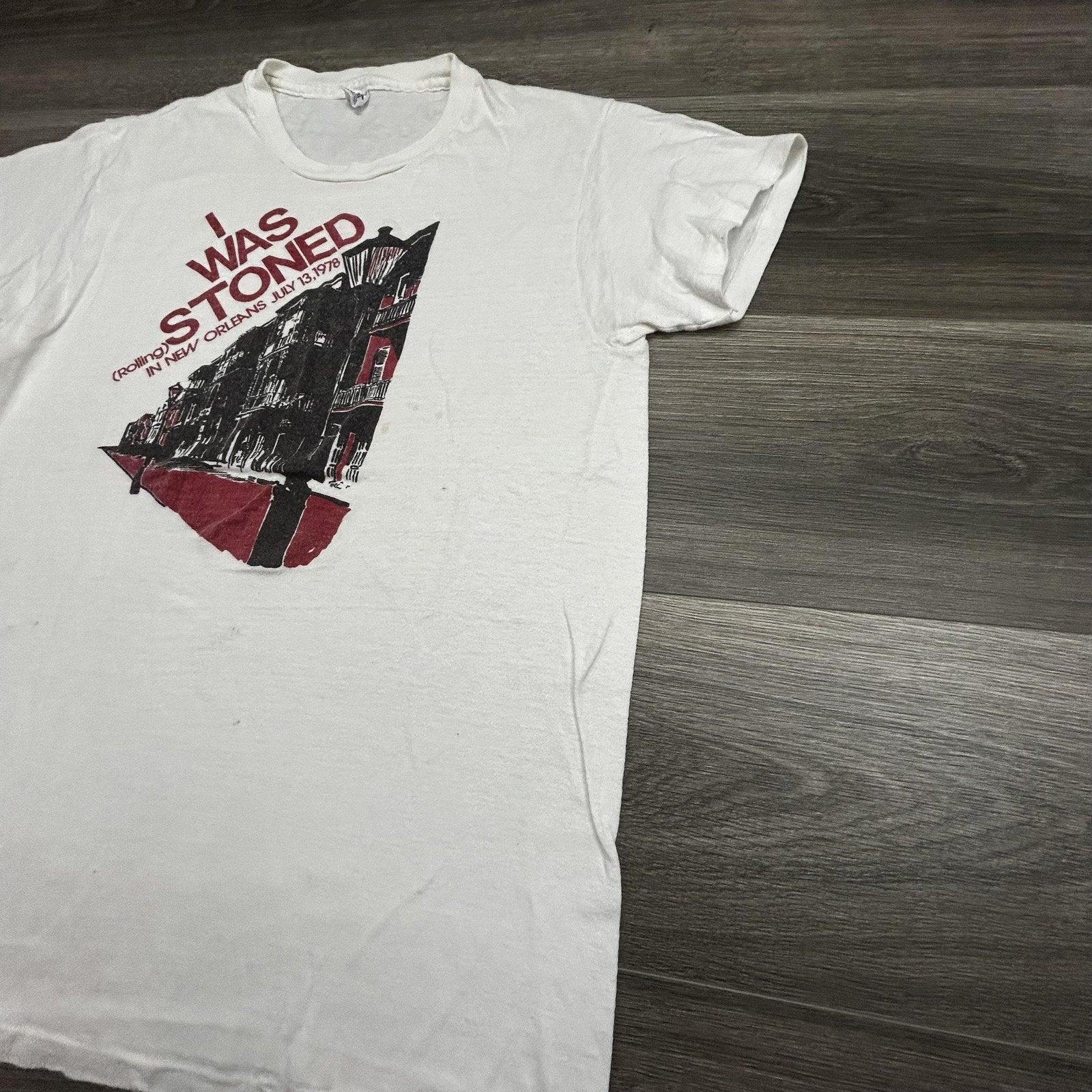 Vintage Rolling Stones Shirt Mens Large White I Was Stoned 1978 New Orleans RARE