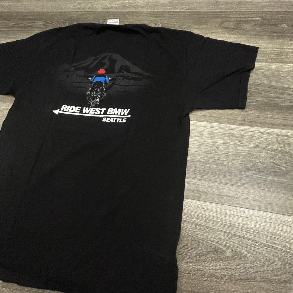 Vintage BMW Motorcycle Shirt Mens Large Black Racing Biker Seattle Beamer 90s