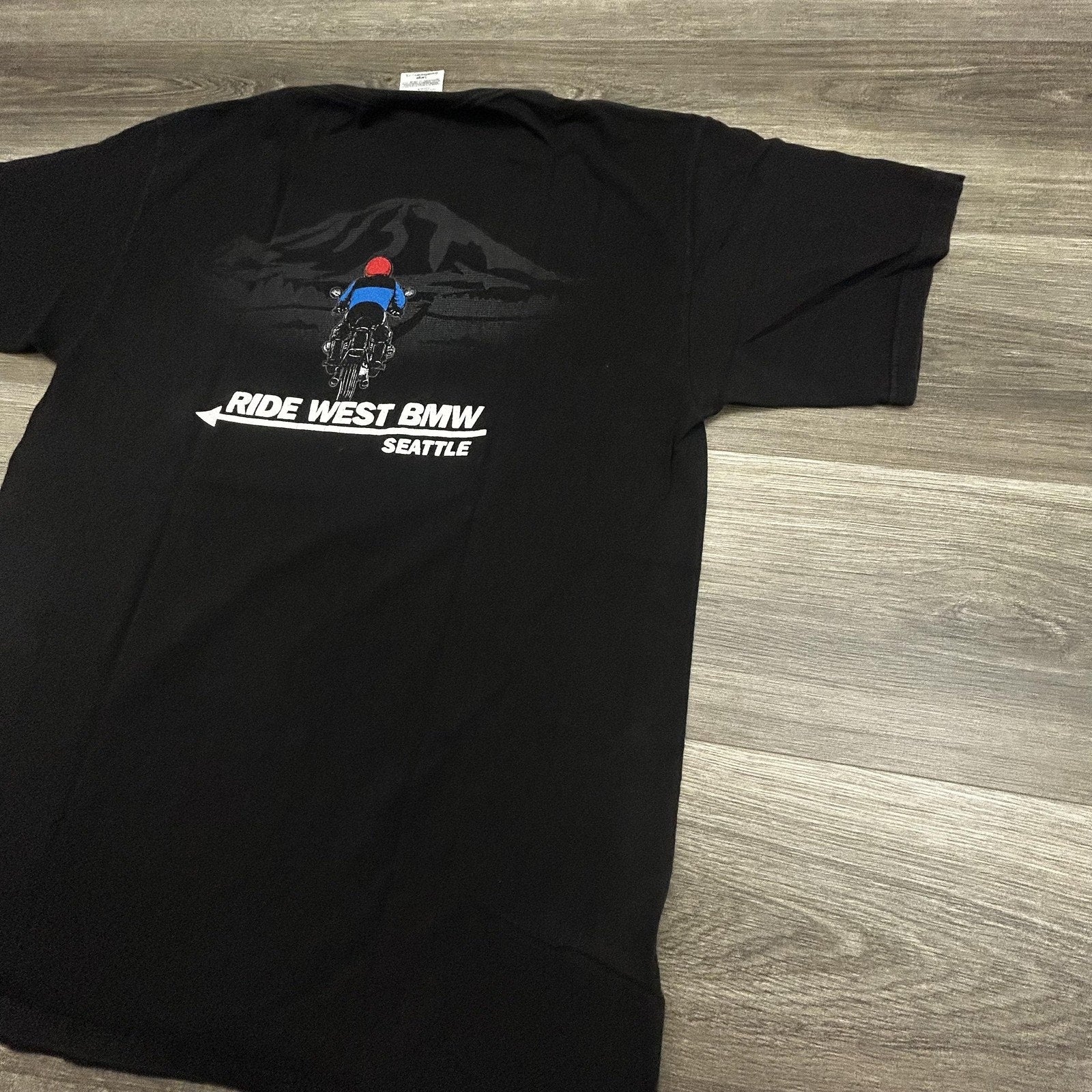 Vintage BMW Motorcycle Shirt Mens Large Black Racing Biker Seattle Beamer 90s