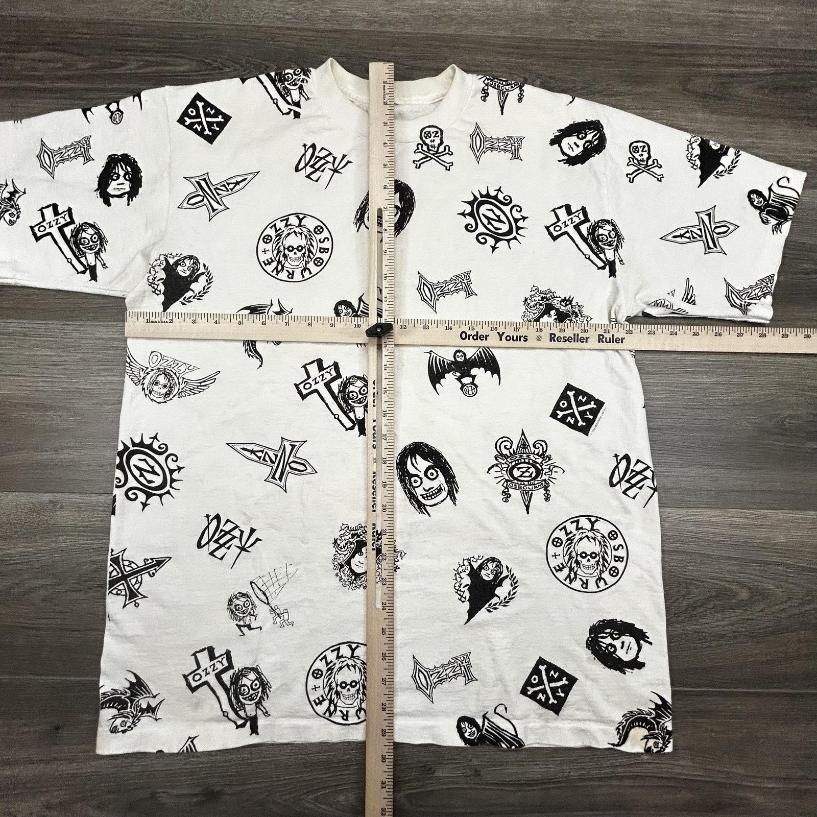 Vintage Ozzy Osbourne Shirt Mens XL White All Over Print AOP Black Sabbath 90s