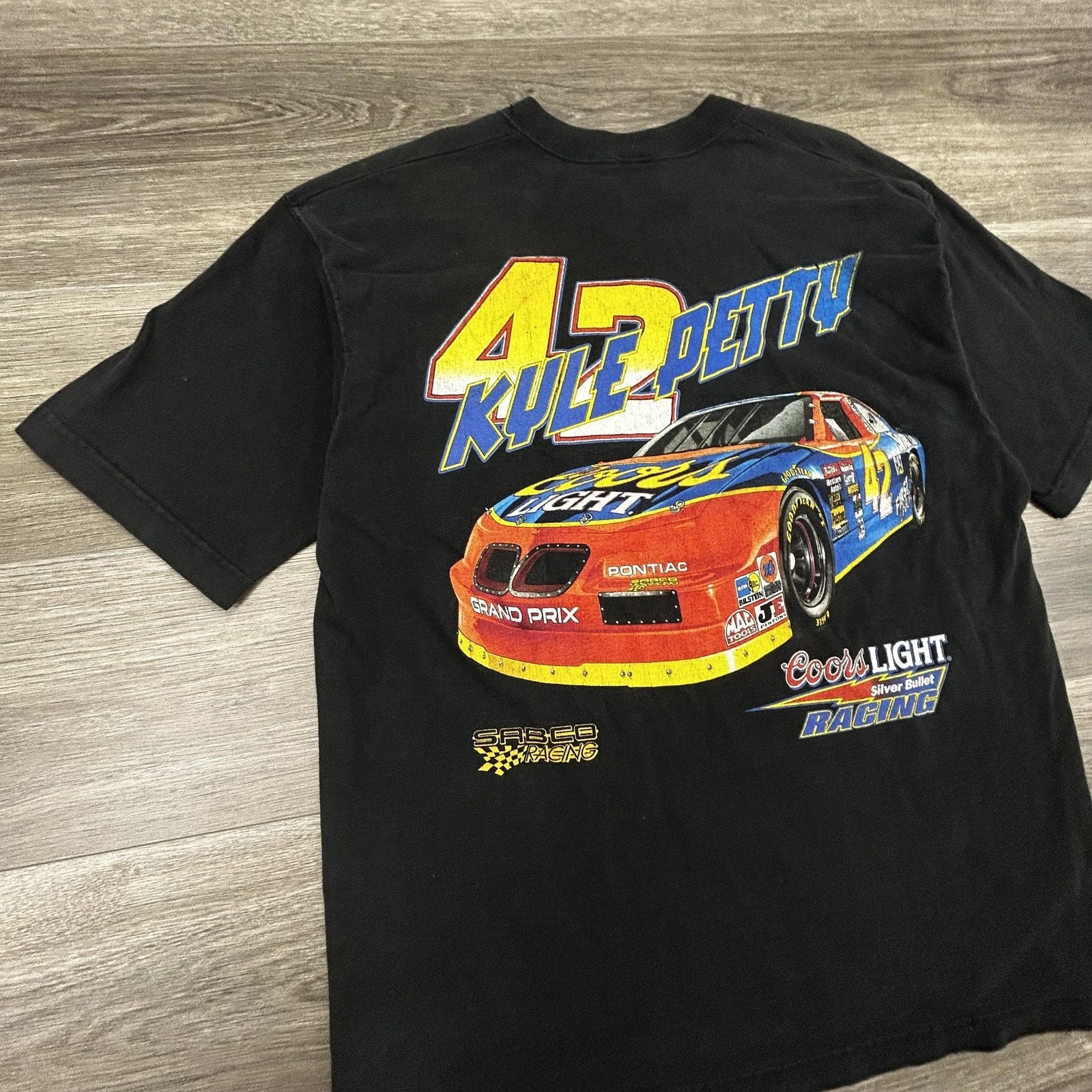Vintage NASCAR Shirt Mens Large Black Coors Light Kyle Petty Racing 1995 USA