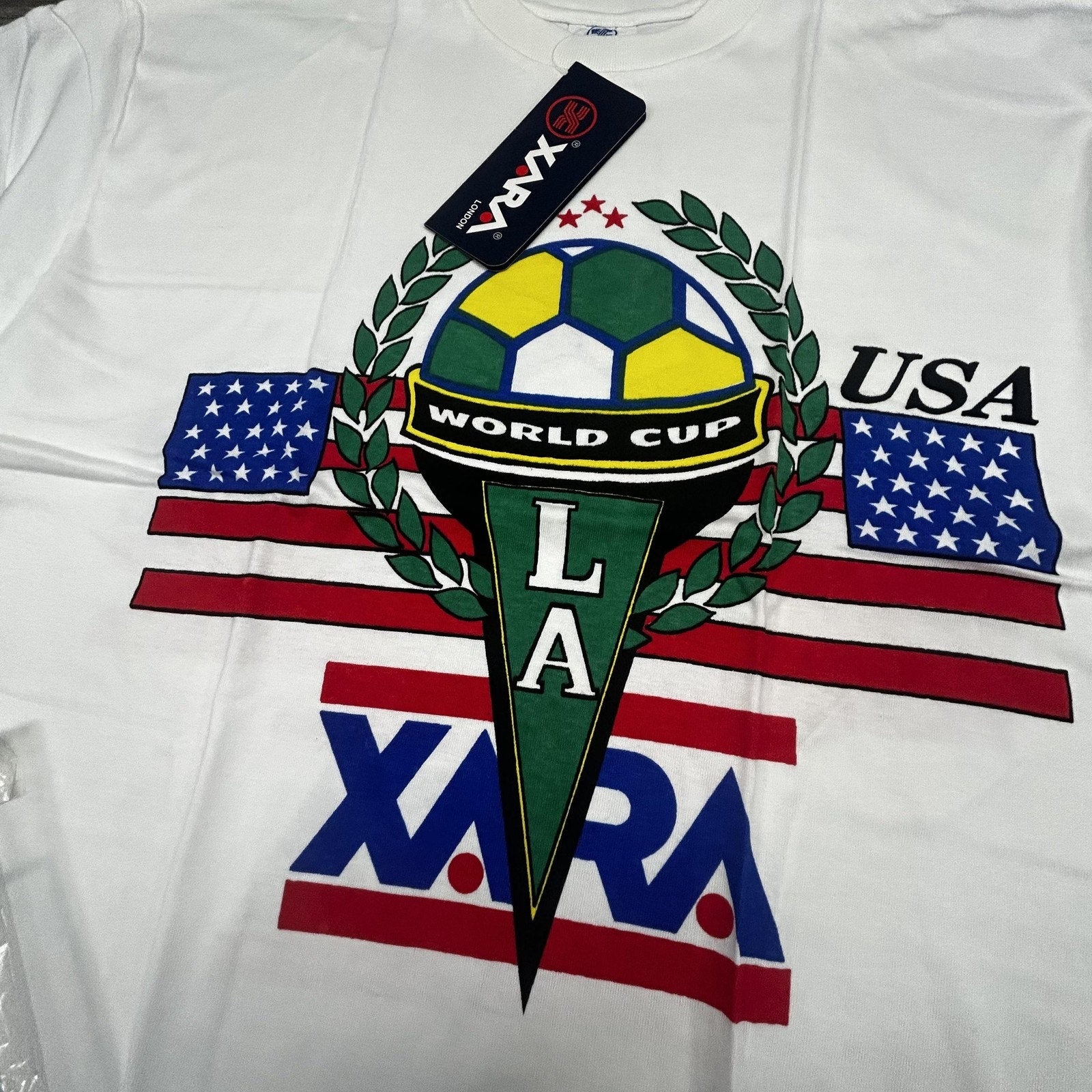 Vintage World Cup Shirt Mens XL White Team USA Los Angeles Soccer Xara 90s USA