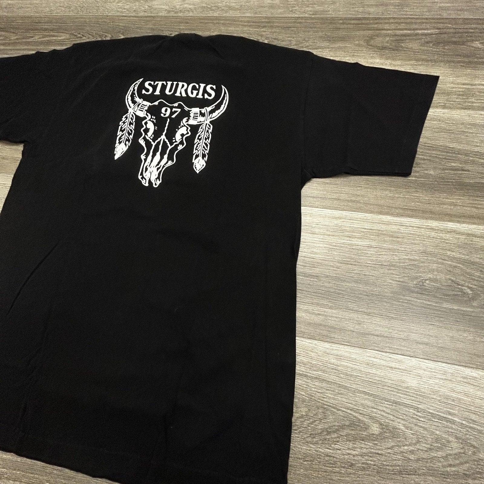 Vintage 90s Sturgis Shirt Mens Large Black Single Stitch Faded 1997 Biker USA