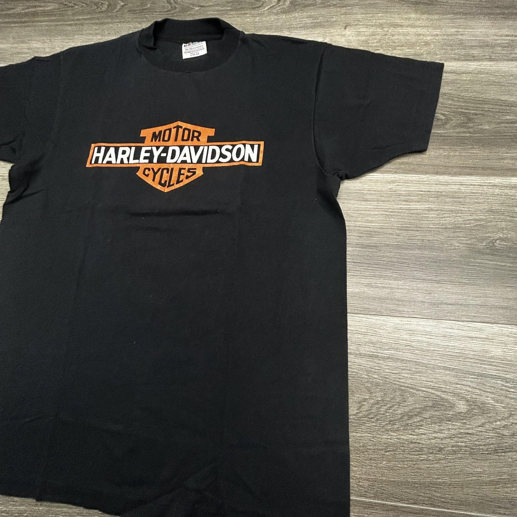 Vintage 80s Harley Davidson Shirt Mens Large Black Single Stitch Eagle Made USA