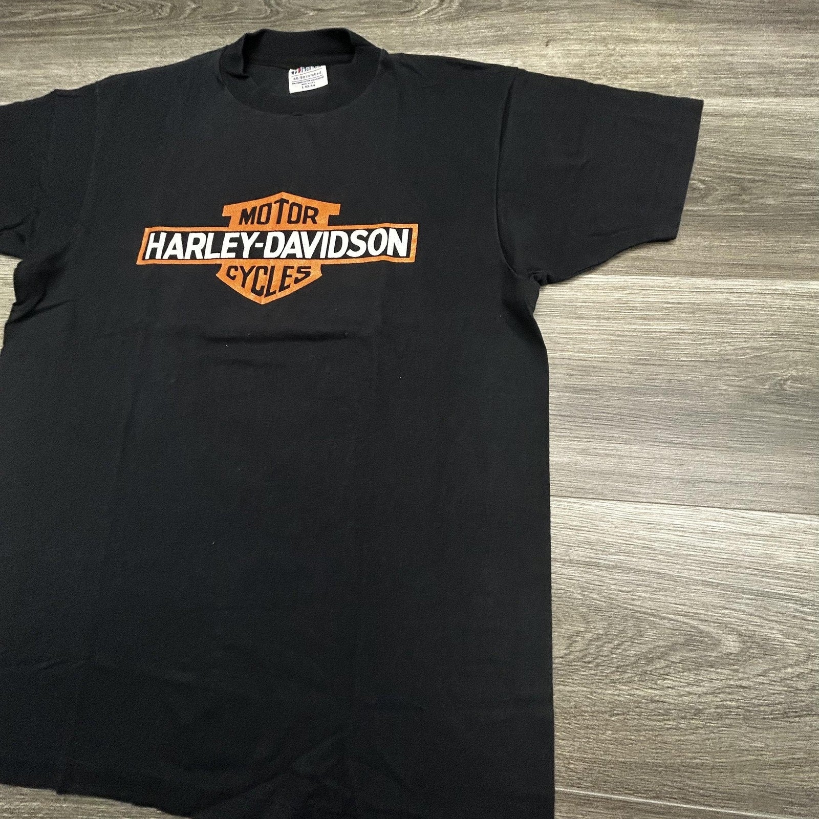Vintage 80s Harley Davidson Shirt Mens Large Black Single Stitch Eagle Made USA