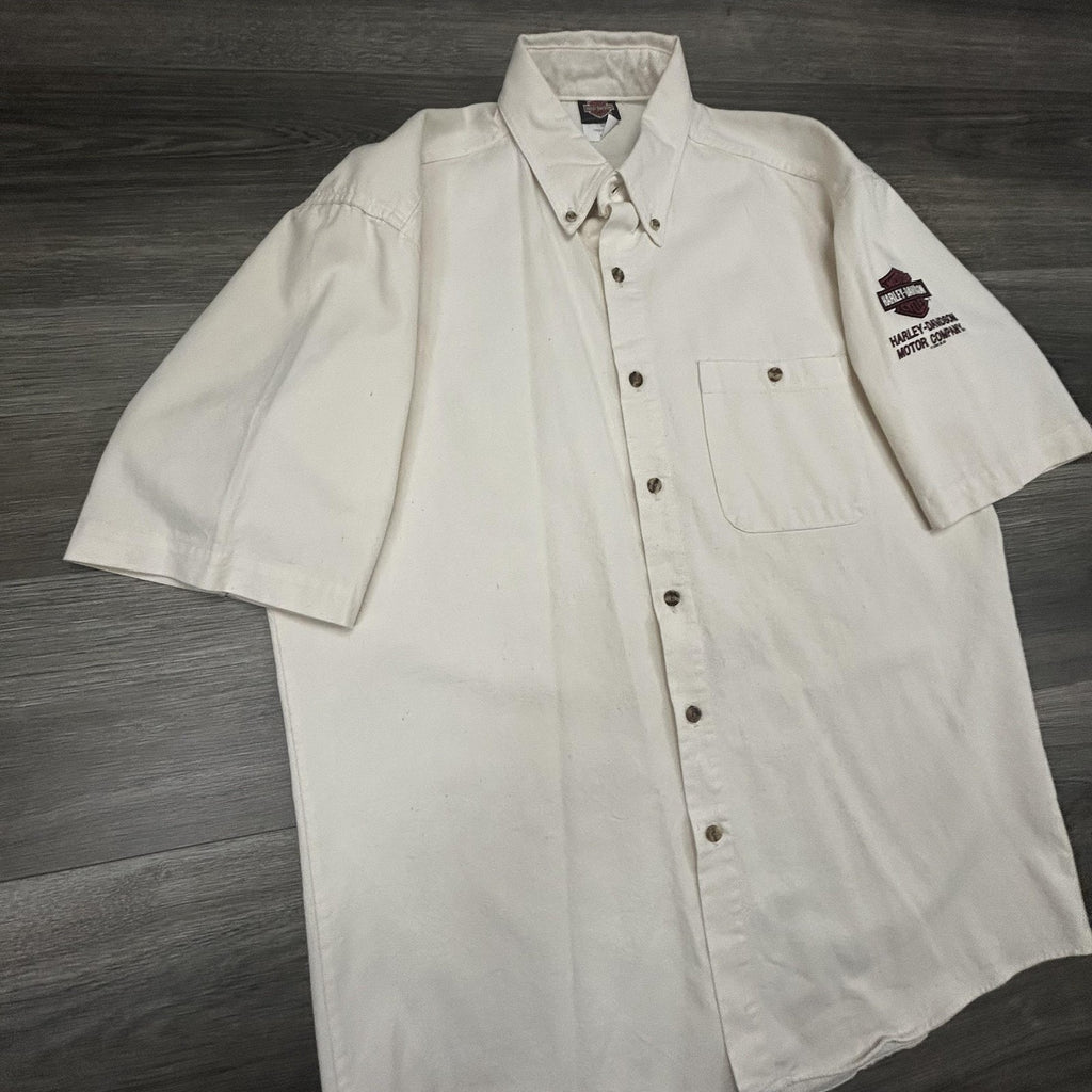 Vintage Harley Davidson Shirt Mens Medium White Sturgis 1997 Biker Short Sleeve