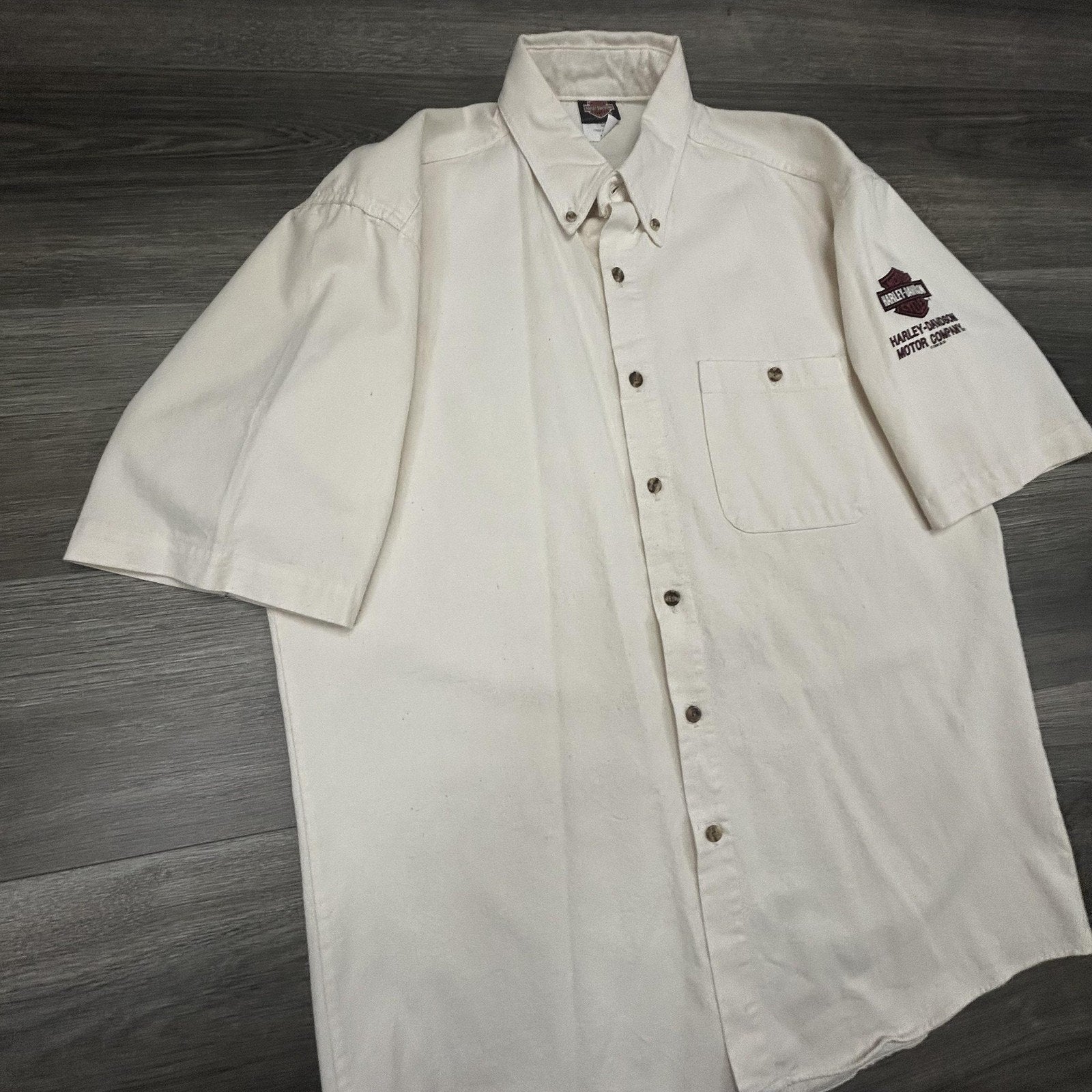 Vintage Harley Davidson Shirt Mens Medium White Sturgis 1997 Biker Short Sleeve