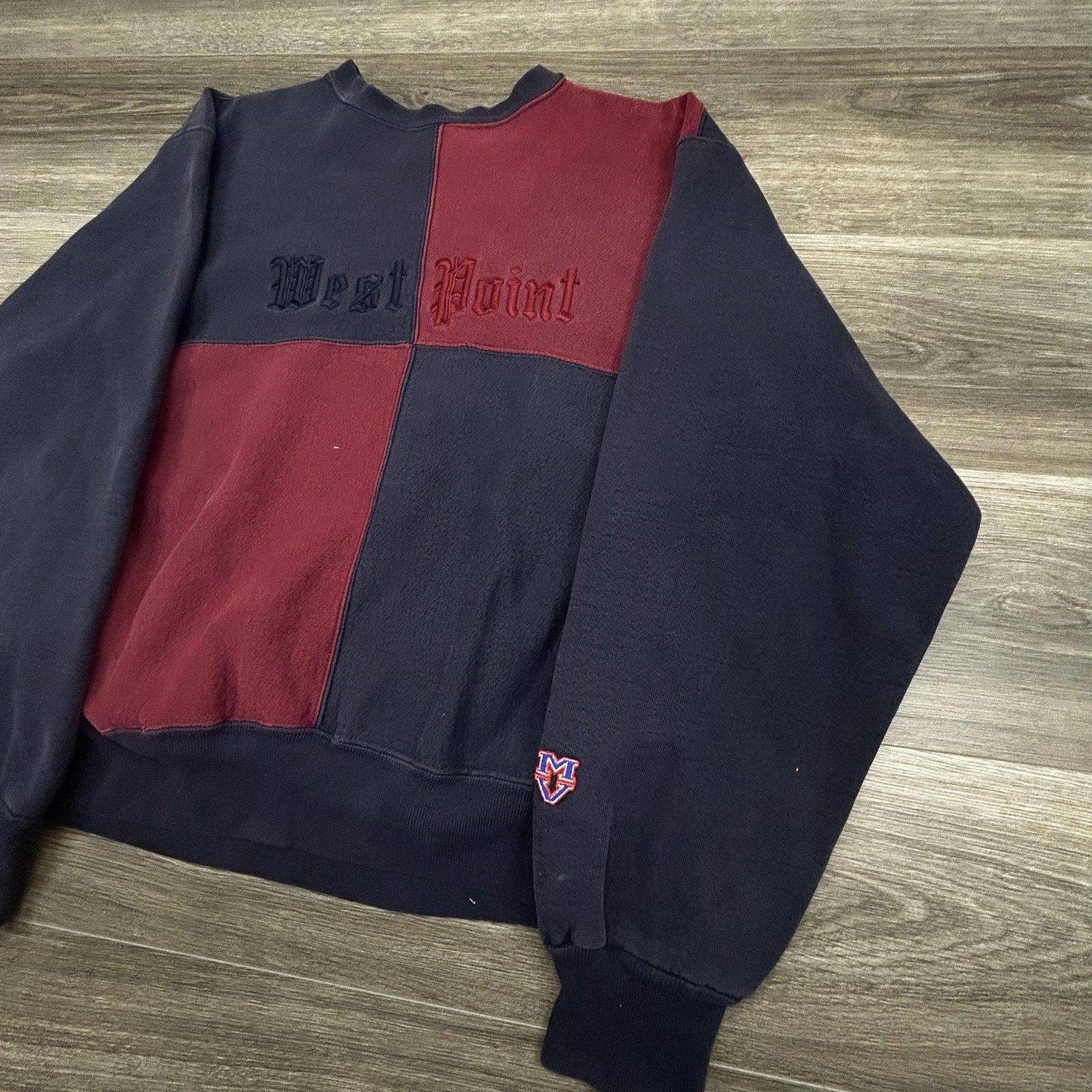 Vintage West Point Sweatshirt Mens 2XL Navy Red Reverse Weave Colorblock 90s USA