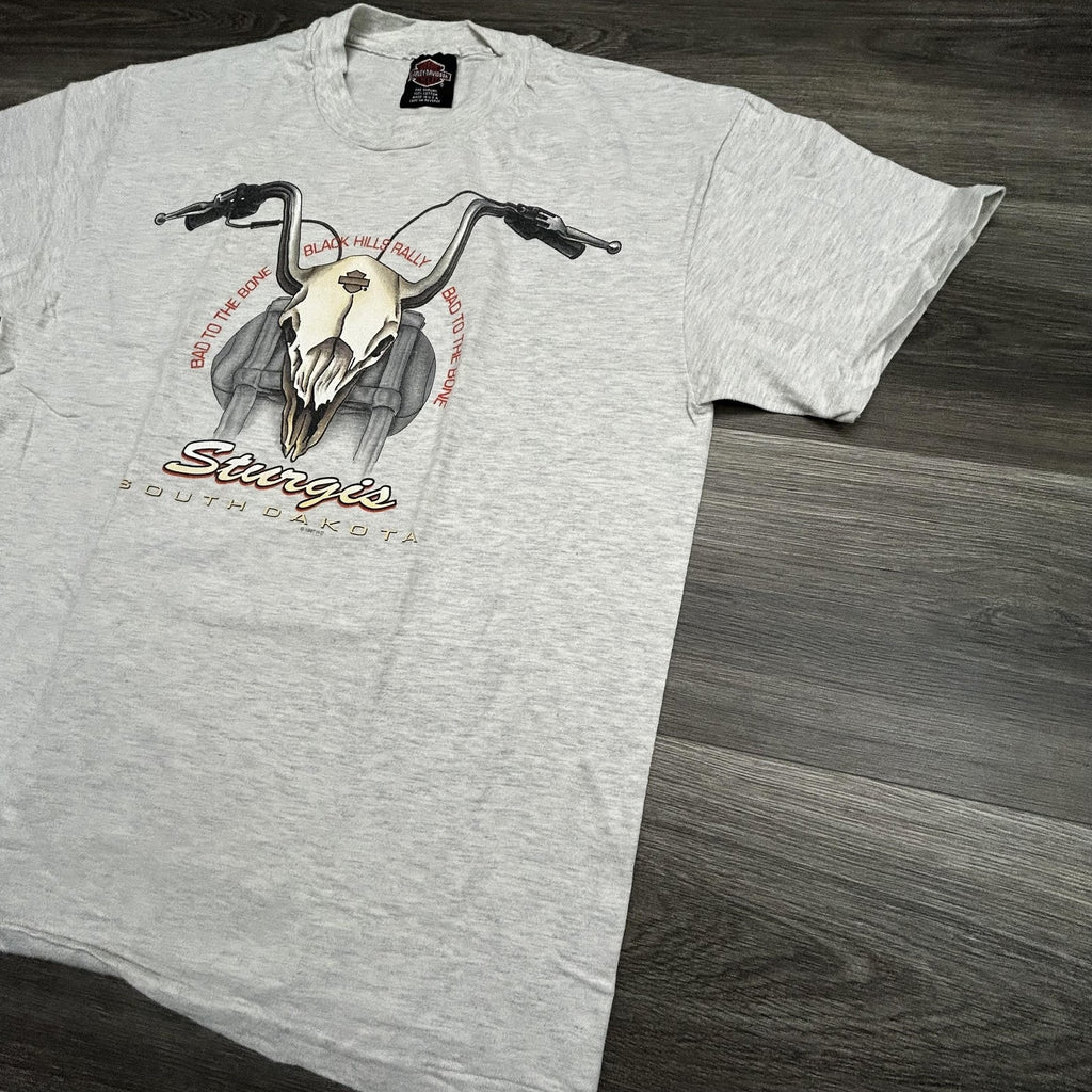 Vintage Harley Davidson Shirt Mens Large Gray Sturgis Eagle Skull 1997 90s USA