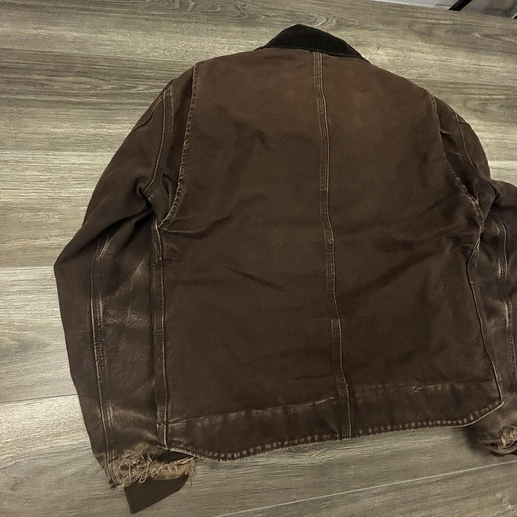 Vintage Carhartt Jacket Mens Medium Brown Detroit Canvas Sherpa Bomber J164 DKB