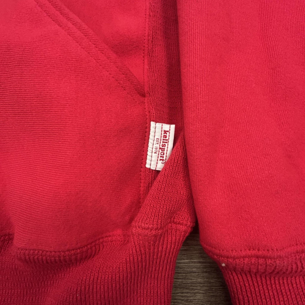 Vintage Kellsport Full Zip Hoodie Mens Small Red Knit Thermal Lined Waffle USA