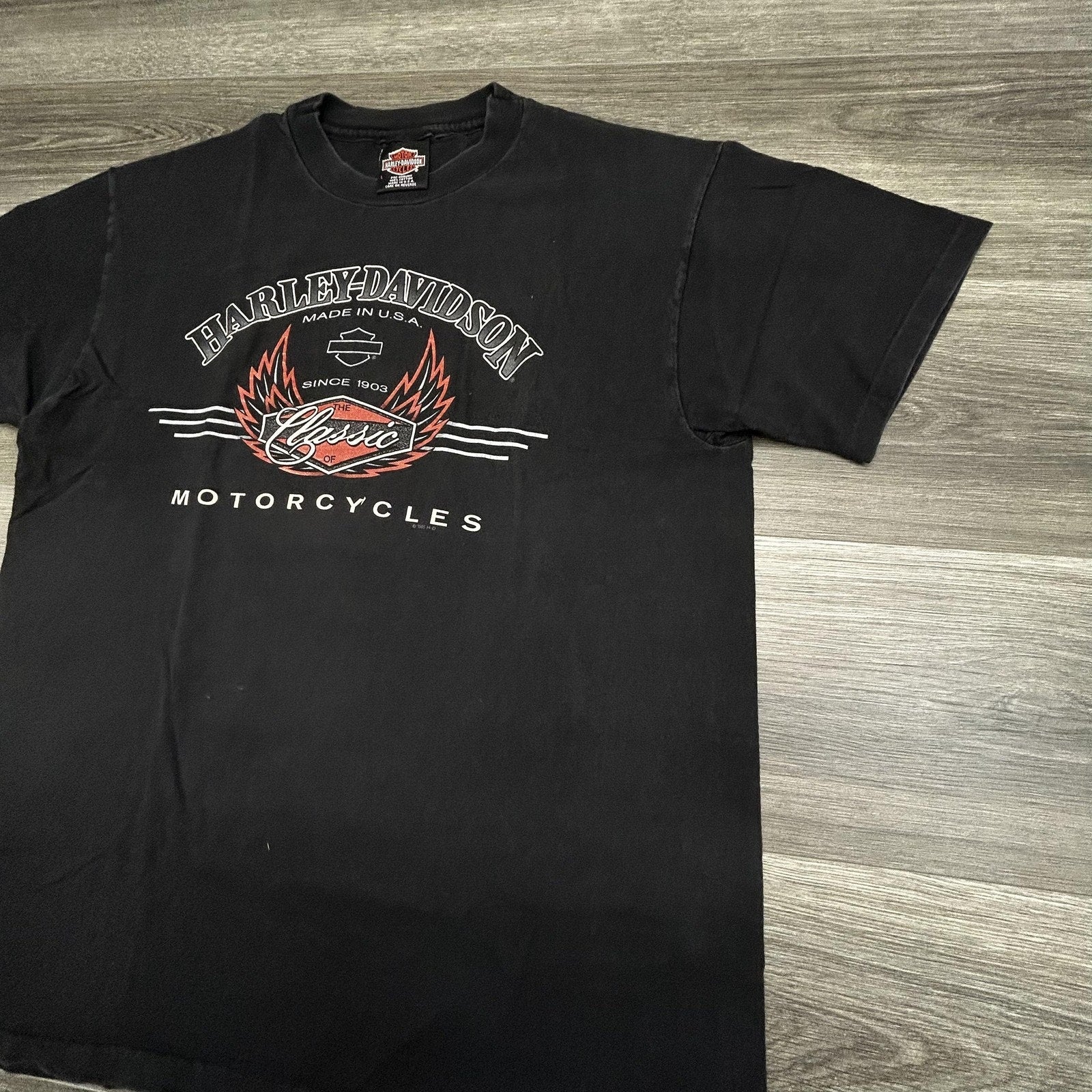 Vintage Harley Davidson Shirt Mens Large Black Midway Eagle Biker 1995 USA 90s