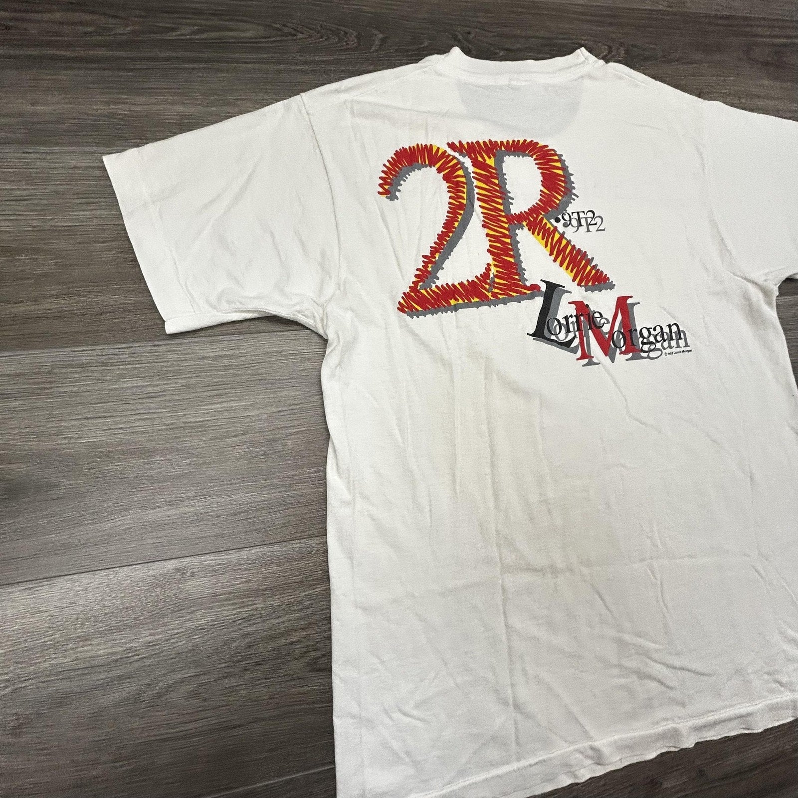 Vintage Lorrie Morgan Shirt Mens Large White 2R Photo Graphic Country 1992 90s