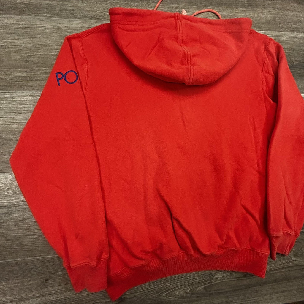 Vintage Polo Ralph Lauren Hoodie Mens M (Yth XL) Orange Henley Logo RARE 80s 90s