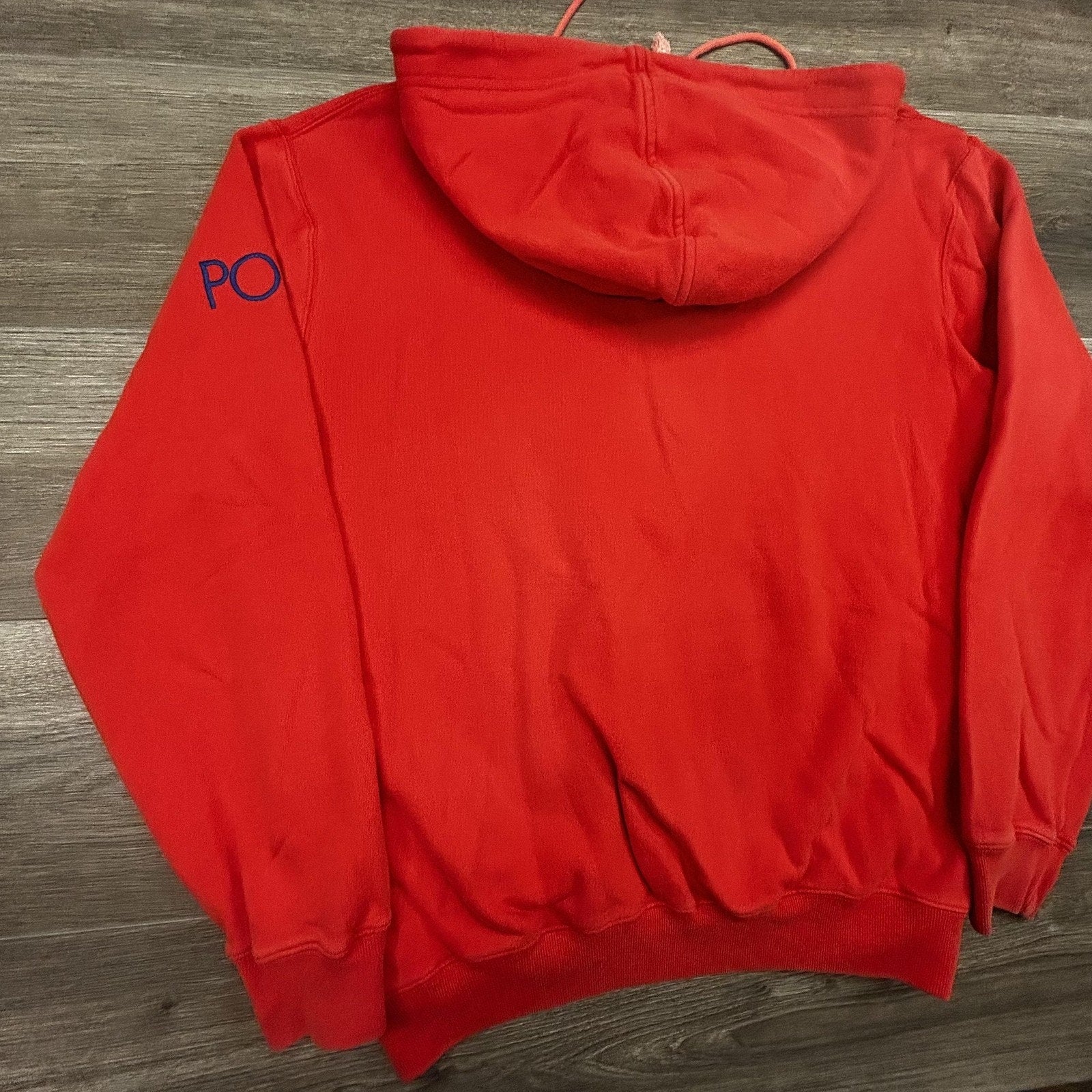 Vintage Polo Ralph Lauren Hoodie Mens M (Yth XL) Orange Henley Logo RARE 80s 90s