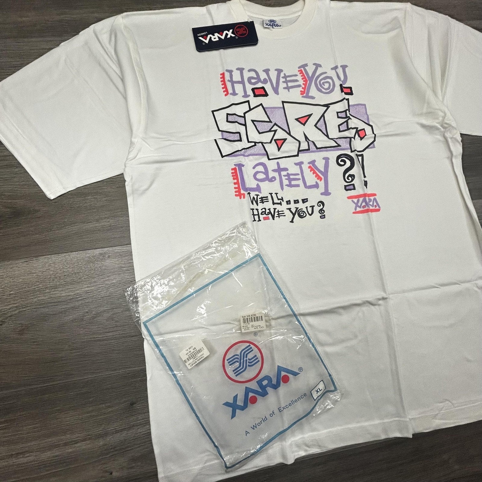 Vintage World Cup Shirt Mens XL White Xara Soccer Trash Talk Deadstock 90s USA