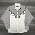 Vintage Panhandle Slim Pearl Snap Shirt Mens Medium White Smile Pocket 80s USA