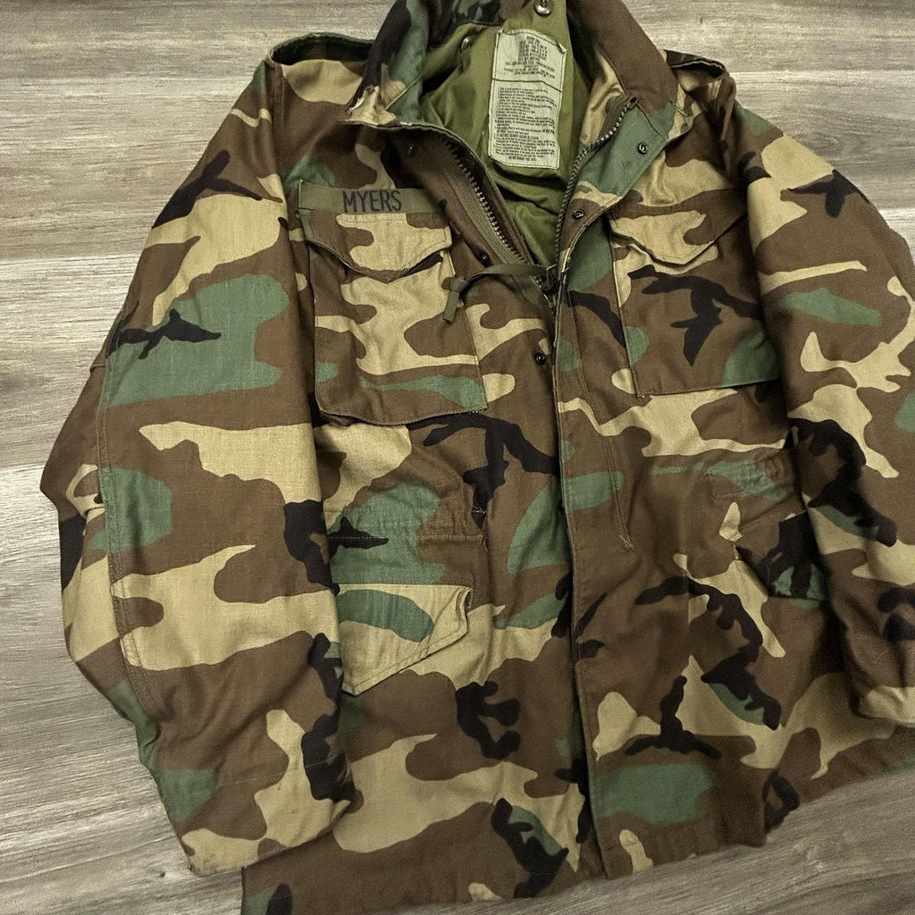Vintage US Military M65 Field Jacket Mens Medium Long Camo Coat Cold Weather 90s