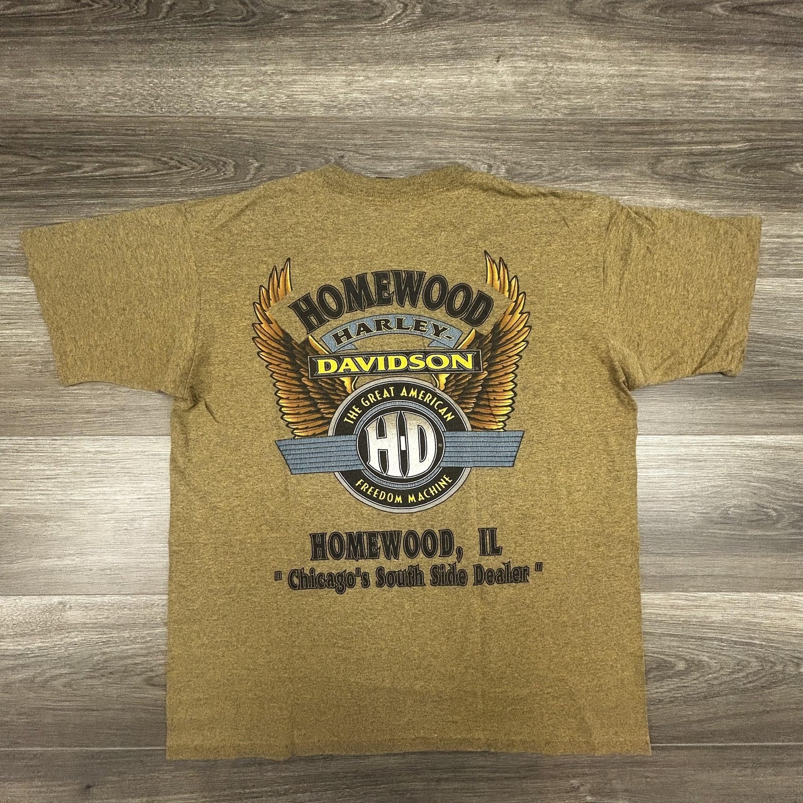 Vintage Harley Davidson Shirt Mens Large Gold Single Stitch Eagle Made USA 80s