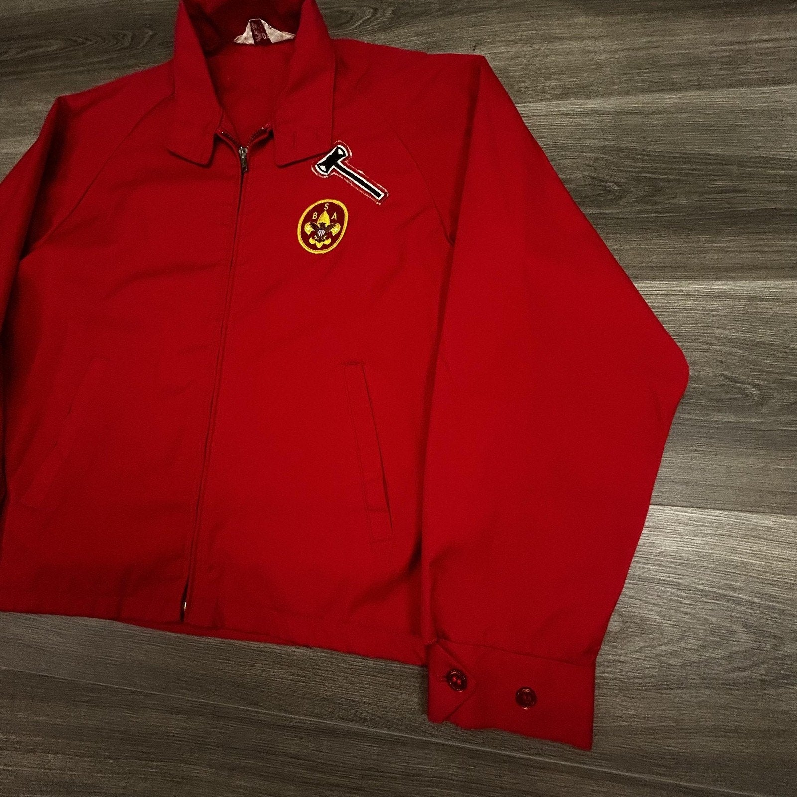Vintage 60s Boy Scouts Of America Jacket Mens Medium Red Canvas Talon Zip USA