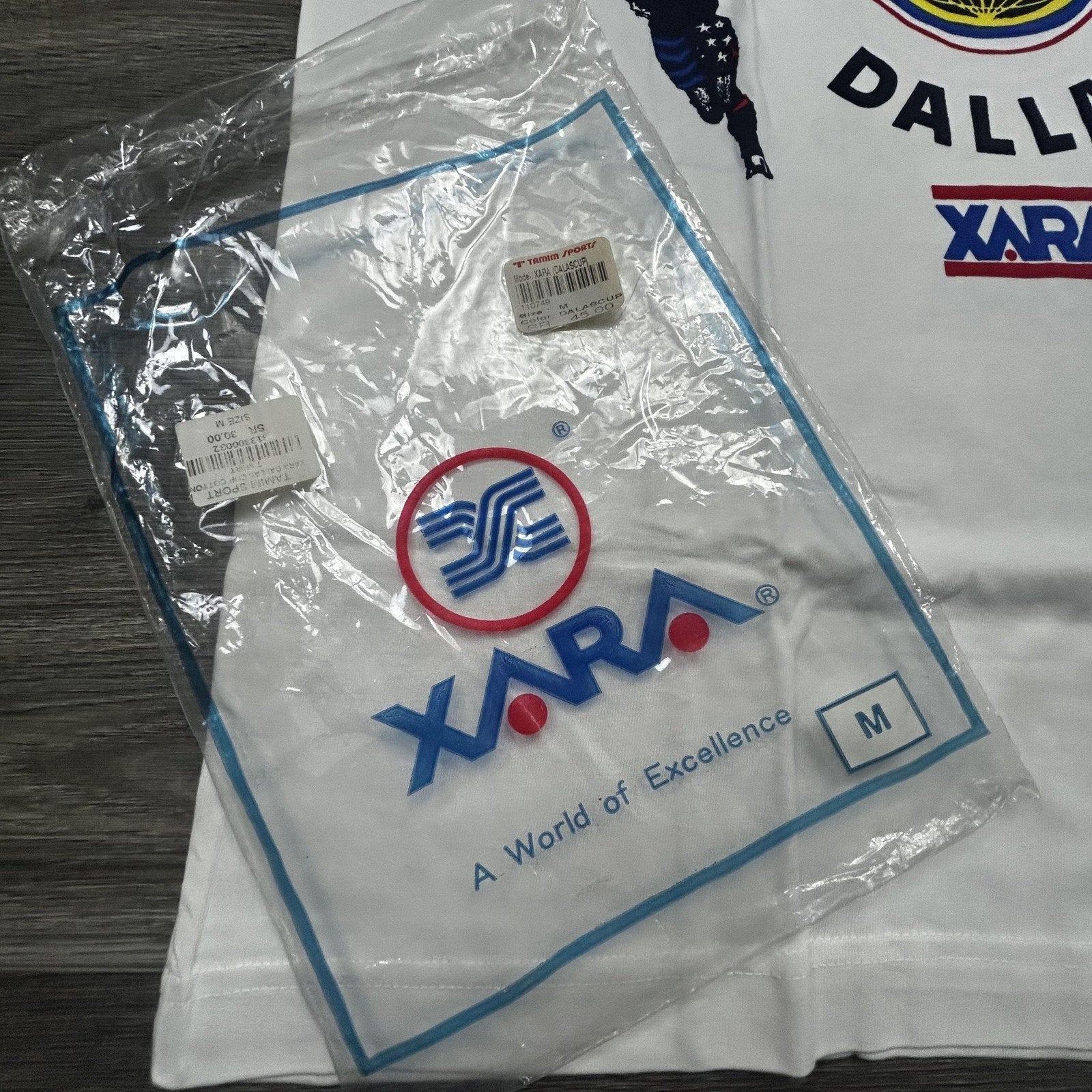 Vintage World Cup Shirt Mens Medium White Dallas XARA Soccer Deadstock USA 90s