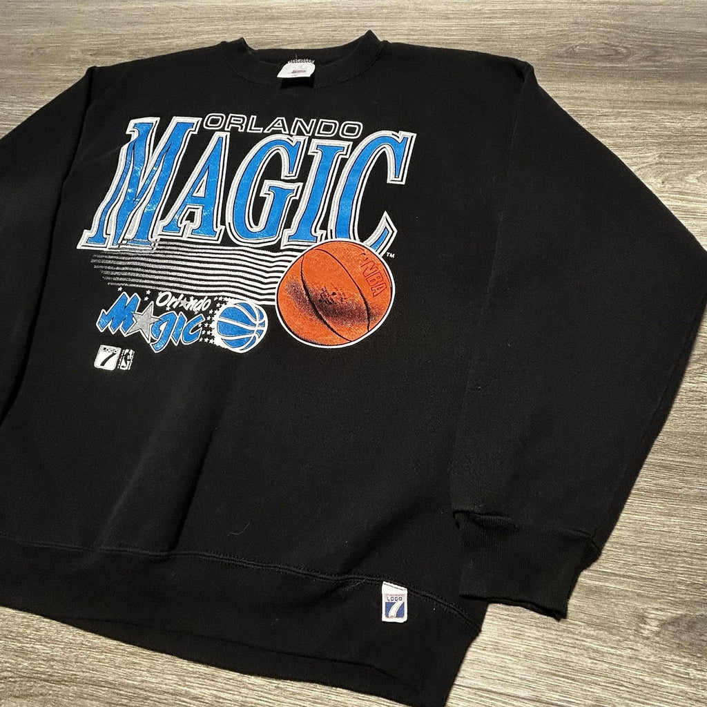 Vintage Orlando Magic Sweatshirt Mens Large Black NBA Basketball Logo 7 Shaq 90s