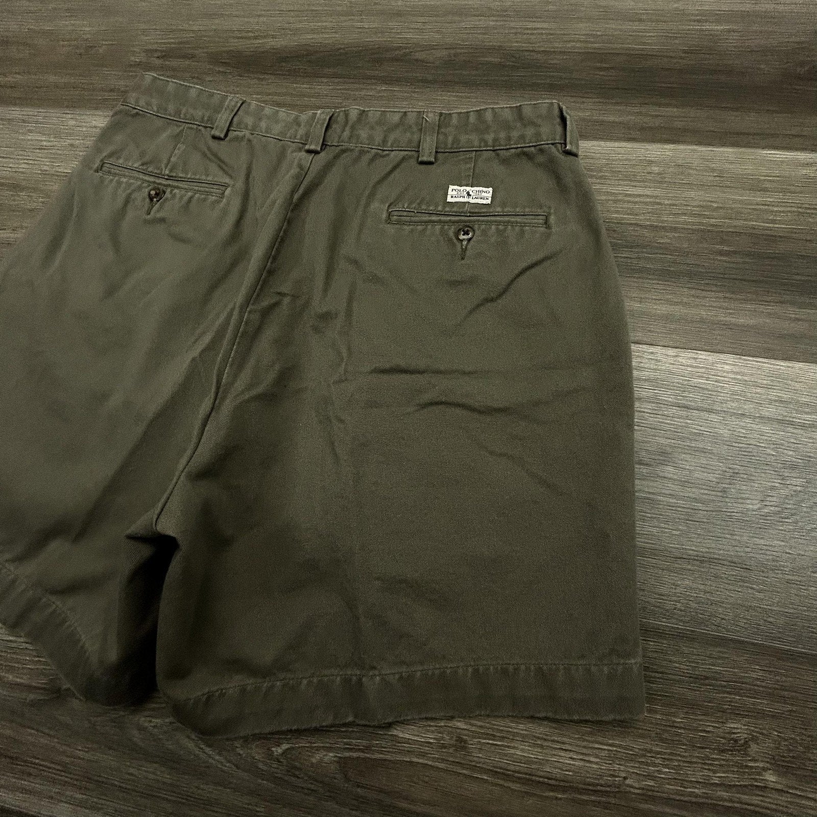 Vintage Polo Ralph Lauren Pleated Shorts Mens 32 Green Chino 6" Inseam Canvas