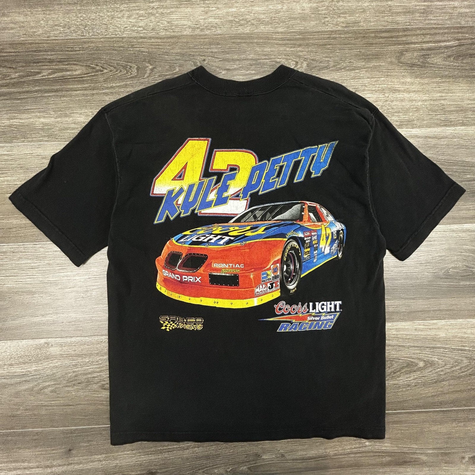 Vintage NASCAR Shirt Mens Large Black Coors Light Kyle Petty Racing 1995 USA