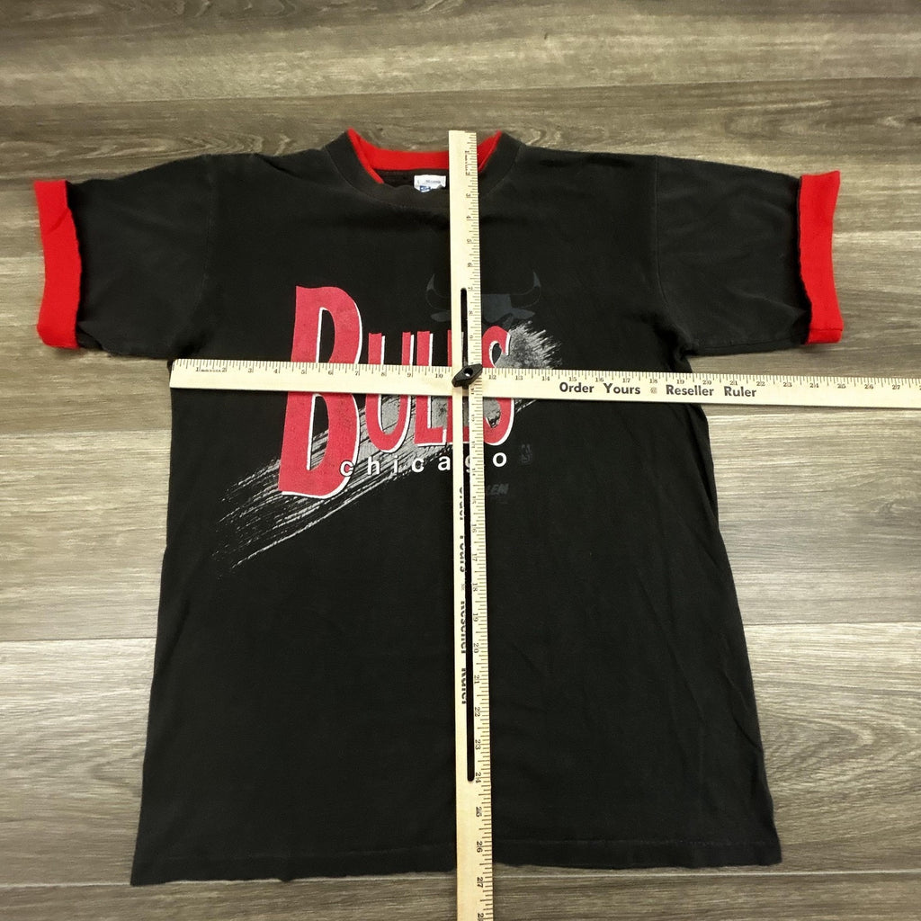 Vintage Chicago Bulls Shirt Mens Large Black NBA Double Sleeve Salem Graphic 90s