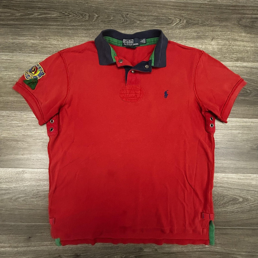 Vintage Polo Ralph Lauren Rugby Polo Shirt Mens Large Red Patch Native Kayak 90s