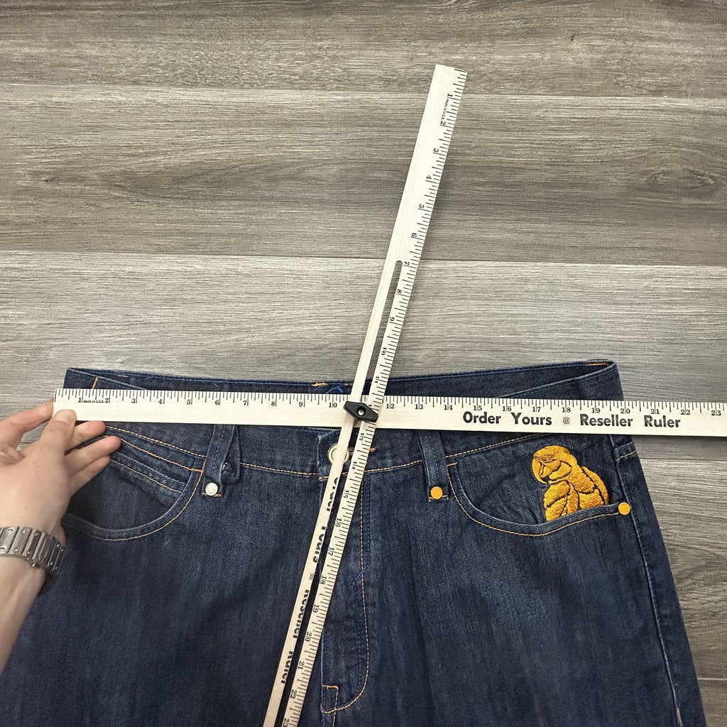Vintage Coogi Jeans Mens 40x32 Dark Wash Baggy Wide Leg Embroidered Pockets Y2K