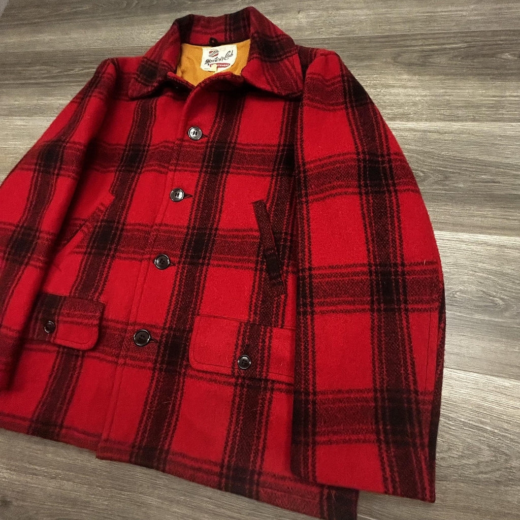 Vintage 50s Monterey Club Wool Coat Mens 40 buffalo Plaid Hunting Mackinaw USA