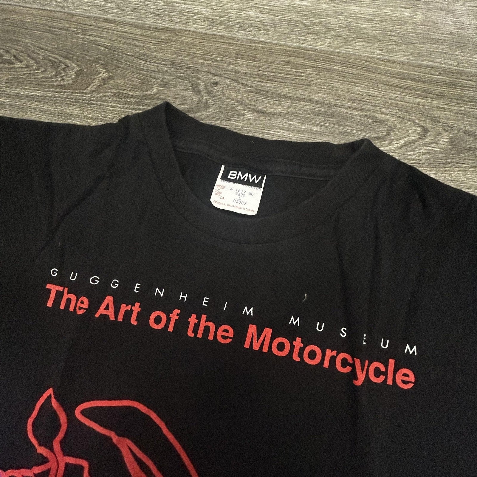 Vintage BMW Motorcycle Guggenheim Museum Shirt Mens Large Black Neon 90s Canada